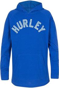img 1 attached to 👕 Hurley Big Boy's Long Sleeve Hooded Pullover Sweater in Hyper Cobalt Blue Logo - Size M