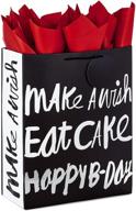 🎁 hallmark 15-дюймовая супербольшая сумка для подарков на день рождения с пакетиком для бумаги (счастливого дня рождения, черный и серебряный) логотип