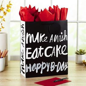 img 3 attached to 🎁 Hallmark 15 Inch Extra Large Birthday Gift Bag with Tissue Paper (Happy B-Day, Black and Silver)
