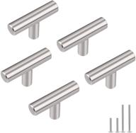 🔘 gobrico 15 pack satin nickel single hole t-bar kitchen cabinet handles knobs stainless steel cupboard drawer dresser pulls - overall length 50mm/2in logo