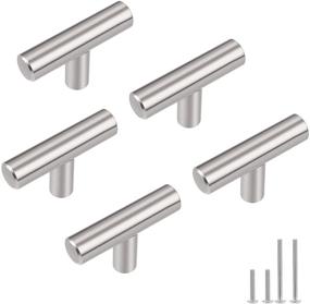 img 4 attached to 🔘 Gobrico 15 Pack Satin Nickel Single Hole T-Bar Kitchen Cabinet Handles knobs Stainless Steel Cupboard Drawer Dresser Pulls - Overall Length 50mm/2in