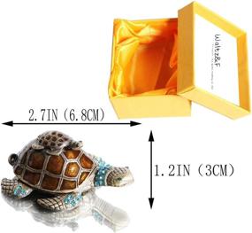 img 3 attached to 💎 Waltz&Turtle Trinket Jewelry Box with Glittering Light Green Crystals, Hinged Hand-painted Figurine Collectible Ring Holder