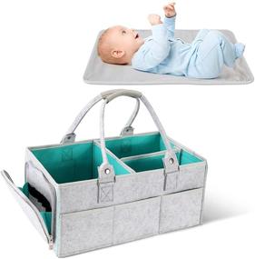 img 4 attached to 👶 Coorganisers Diaper Caddy with Changing Pad Liner, Diaper Caddy Organizer for Baby Girl and Boy, Caddy Organizer for Diaper Storage, Baby Changing Table Organizer