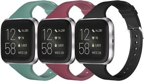 img 4 attached to 3-Pack Wekin Slim Bands for Fitbit Versa 2/Versa/Versa SE/Versa Lite: Fashionable Sports Silicone Wristbands for Fitbit Versa Smartwatch, Designed for Women and Men (Small/Large)