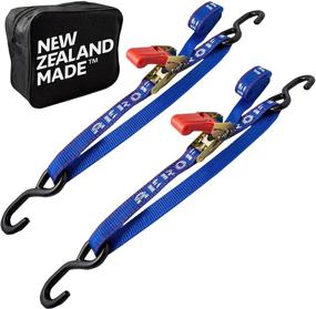 img 4 attached to 🚤 Premium Transom Tie Down Straps for Boat, Jetski & PWC Trailer - NZ Made, 2,400lbs Superior Break Strength, UV Treated, 1" x 2.5' Heavy Duty Ratchet Straps with Floating PVC S-Hooks (Pack of 2, Blue)