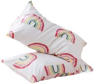 fendie rainbow pattern cotton pillow cases - set of 2 for twin/full/queen size beds, decorative covers with envelope closure end - ideal for girls, pink white design logo