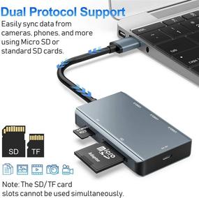 img 2 attached to 📷 Vilcome USB 3.0 Card Reader with 3 USB 3.0 Ports + SD & TF Card Slots: Fast USB Hub Adapter for MacBook Pro/Air, Computer/Laptop, Windows, iMac, USB Flash Drive, and More!