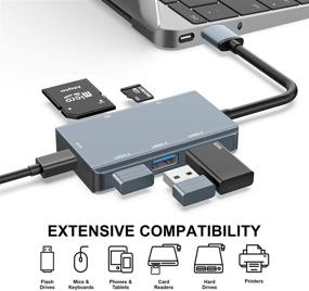 img 1 attached to 📷 Vilcome USB 3.0 Card Reader with 3 USB 3.0 Ports + SD & TF Card Slots: Fast USB Hub Adapter for MacBook Pro/Air, Computer/Laptop, Windows, iMac, USB Flash Drive, and More!