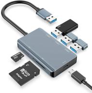 📷 vilcome usb 3.0 card reader with 3 usb 3.0 ports + sd & tf card slots: fast usb hub adapter for macbook pro/air, computer/laptop, windows, imac, usb flash drive, and more! logo