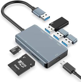 img 4 attached to 📷 Vilcome USB 3.0 Card Reader with 3 USB 3.0 Ports + SD & TF Card Slots: Fast USB Hub Adapter for MacBook Pro/Air, Computer/Laptop, Windows, iMac, USB Flash Drive, and More!