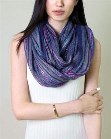 img 3 attached to 🌈 15-Color Shimmer Sparkle Infinity Scarf: Women's Festival Bliss, Lightweight Fashion Shawl