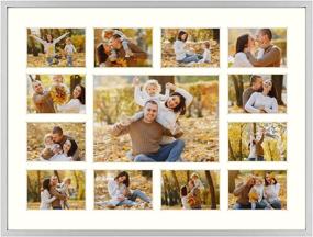 img 4 attached to 🖼️ Frametory 12x16 Silver Aluminum Frame with Ivory Mat for 13 Pictures - Perfect for Collages and Prints