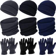 🧣 9-piece winter beanie hats scarf gloves set - unisex bundle with 3 beanies, 3 pairs of gloves & 3 neck warmers logo