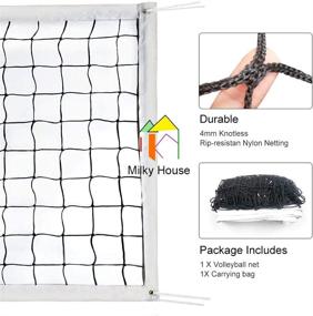 img 3 attached to Portable Volleyball Replacement Net for Backyard, Schoolyard Sports, Beach, Pool | Professional Volleyball Net for Indoor, Outdoor, Grass | 32FTX3FT | No Poles Included