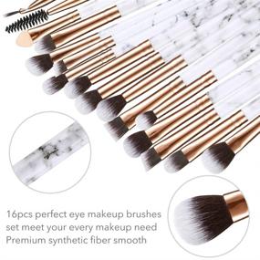 img 3 attached to DUAIU 16Pcs Premium Synthetic Eyeshadow Makeup Brushes Set with Marble Handle - Perfect for Eyebrow, Eyeliner, and Blending, Complete with Pink Cosmetic Bag & Tools