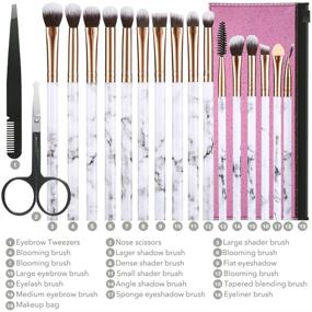 img 1 attached to DUAIU 16Pcs Premium Synthetic Eyeshadow Makeup Brushes Set with Marble Handle - Perfect for Eyebrow, Eyeliner, and Blending, Complete with Pink Cosmetic Bag & Tools