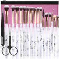 duaiu 16pcs premium synthetic eyeshadow makeup brushes set with marble handle - perfect for eyebrow, eyeliner, and blending, complete with pink cosmetic bag & tools logo