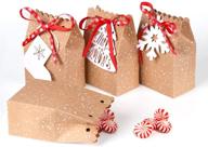 🎁 12pcs christmas kraft gift bags - holiday paper gift bags with tags for christmas party supplies, 5 x 3 x 7 inch mini xmas goodies bags by aerwo логотип