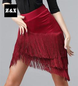 img 2 attached to 👗 Z&X Women's Ballroom Latin Tango Salsa Dance Skirt - Fringe Split Leg Halloween Party Dance Dress with Shorts: Elegant and Versatile Dancewear