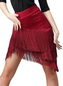 img 4 attached to 👗 Z&X Women's Ballroom Latin Tango Salsa Dance Skirt - Fringe Split Leg Halloween Party Dance Dress with Shorts: Elegant and Versatile Dancewear