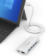 💻 lention 3.3ft usb c мультипорт хаб с 4k hdmi, 4 usb 3.0, адаптер для зарядки type c для macbook pro 13/15/16 от 2020-2016 гг., новых mac air/surface, chromebook и других устройств (cb-c35-1m, серебристый) логотип