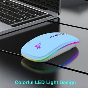 img 3 attached to 🔵 Беспроводная мышь LED: Тонкая перезаряжаемая Bluetooth & 2.4G оптическая мышь, USB-приемник и адаптер Type C (синий)