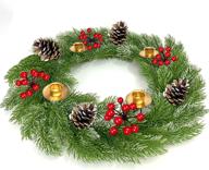 🎄 18 inch christmas advent wreath decoration - turnmeon table centerpiece with 4 candle holders, 60 realistic snowy branches, 44 red berries, and 4 snowy pine cones - ideal for christmas home decor логотип