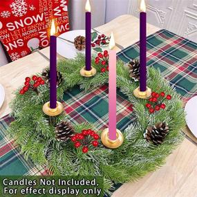 img 1 attached to 🎄 18 Inch Christmas Advent Wreath Decoration - TURNMEON Table Centerpiece with 4 Candle Holders, 60 Realistic Snowy Branches, 44 Red Berries, and 4 Snowy Pine Cones - Ideal for Christmas Home Decor