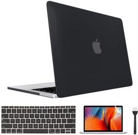 img 4 attached to 🖥️ Black MacBook 12 Inches Retina Display Case - Plastic Hard Case with Keyboard Cover, Screen Protector, & Cleaning Brush