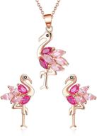 🌸 pink rose flamingo-shaped sterling silver earrings with pink cz studs - ideal for women, teens, and girls - ginger lyne logo