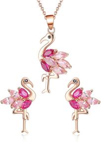 img 4 attached to 🌸 Pink Rose Flamingo-Shaped Sterling Silver Earrings with Pink CZ Studs - Ideal for Women, Teens, and Girls - Ginger Lyne