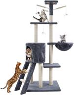 🐾 54.7-inch tall earth-friendly cat tree with stable base | multi-level cat tower condo | plush perch & toys | climbing stand with sisal-covered scratching post | cat furniture playhouse for kittens | indoor use logo