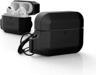 чехол urban armor gear uag для airpods pro: полнообъемная защита, прочный, водостойкий силикон (черный/черный) с карабином. логотип