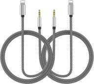 🎵 2-pack aux cord for iphone, apple mfi certified nylon braided lightning to 3.5mm aux audio cable for car stereo & headphone jack adapter - compatible with iphone 11/xr/xs/x/8/8p/7/7p, supports ios 12 logo