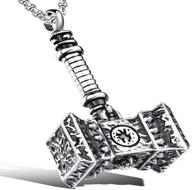 🔨 men's stainless steel thor hammer necklace - hammer pendant jewelry gift for boys logo