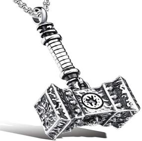 img 4 attached to 🔨 Men's Stainless Steel Thor Hammer Necklace - Hammer Pendant Jewelry Gift for Boys