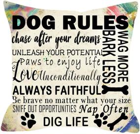 img 3 attached to ITFRO Funny Dog Rules Cotton Linen Throw Pillow Case - Perfect Gift for Dog Lovers - Newspaper Texture - Square 18x18 inches