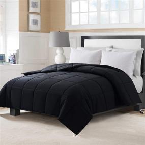 img 3 attached to 🛏️ ELNIDO QUEEN All-Season Black Down Alternative Quilted Comforter - Queen Size (88×92 Inch) - Corner Duvet Tabs - Machine Washable - Duvet Insert or Stand-Alone Lightweight Comforter