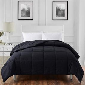 img 4 attached to 🛏️ ELNIDO QUEEN All-Season Black Down Alternative Quilted Comforter - Queen Size (88×92 Inch) - Corner Duvet Tabs - Machine Washable - Duvet Insert or Stand-Alone Lightweight Comforter