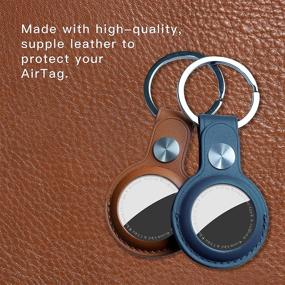 img 1 attached to DamonLight Leather Case for AirTag - 2-Pack Anti-Scratch Airtags Keychain for Apple Air Tag 2021 (Brown+Blue)