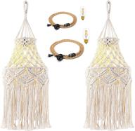 🏮 qiyizm macrame hanging lights: boho plug-in pendant lamps for bohemian decor, 2 pack логотип