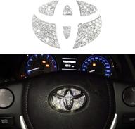 🚗 enhance your toyota's style with jaronx crystal steering wheel bling emblem - compatible with camry, corolla, rav4, highlander markx 2015-2020! logo