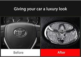 img 2 attached to 🚗 Enhance Your Toyota's Style with Jaronx Crystal Steering Wheel Bling Emblem - Compatible with Camry, Corolla, RAV4, Highlander MARKX 2015-2020!