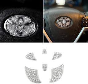 img 1 attached to 🚗 Enhance Your Toyota's Style with Jaronx Crystal Steering Wheel Bling Emblem - Compatible with Camry, Corolla, RAV4, Highlander MARKX 2015-2020!