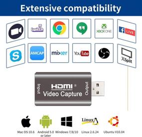 img 1 attached to 🎥 Enhanced HDMI Capture Card 1080P 60FPS, USB3.0 High-Speed Audio Video Card for Gaming, Streaming - Compatible with PS3/4, Xbox One, Twitch, YouTube (Coffee)