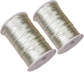 img 4 attached to 🎀 2.5mm x 218 Yards (2 Pack) Ivory Satin Nylon Trim Cord Rattail Thread for Necklace, Bracelet, and Shoelaces - Ivory