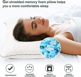 img 3 attached to 🛏️ 2-Pack Shredded Memory Foam Pillow for Sleeping by PiccoCasa - Adjustable Loft Pillows for Back, Stomach, Side Sleepers with Cooling Bamboo Cover - Washable - Standard Size - CertiPUR-US Certified