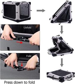 img 3 attached to LIOOPET 4-Door Portable Folding Dog Crate Kennel with Mesh Mat – Ideal for Indoor and Outdoor Use