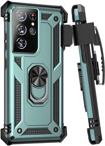 img 4 attached to 📱 Samsung Galaxy S21 Ultra Case - Heavy Duty Military Grade Shockproof Cover with Belt Clip Holster, Kickstand, and Magnetic Car Mount Compatibility (Green)