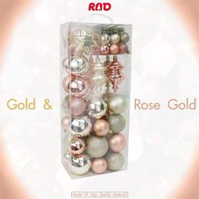 img 1 attached to 🎄 RN'D Christmas Snowflake Ball Ornaments - Holiday Hanging Snowflake and Ball Ornament Set with Hooks - 76 Ornaments and Hooks (Yellow & Rose Gold)